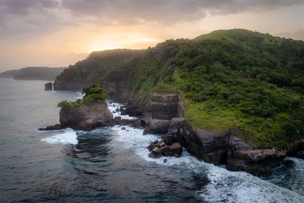Drone photo of the coast of El Salvador