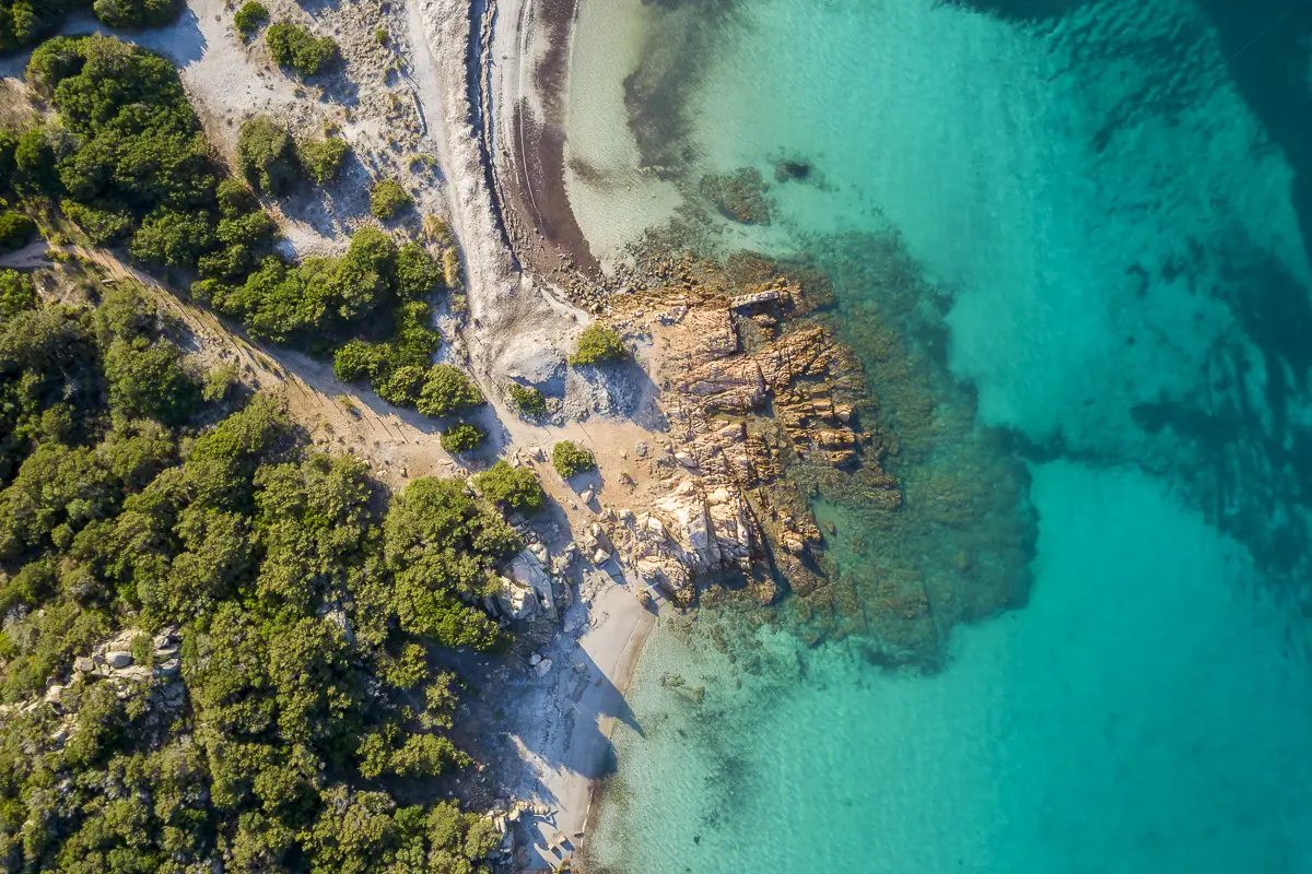 The paradisiacal coast of Sardinia from a drone’s perspective