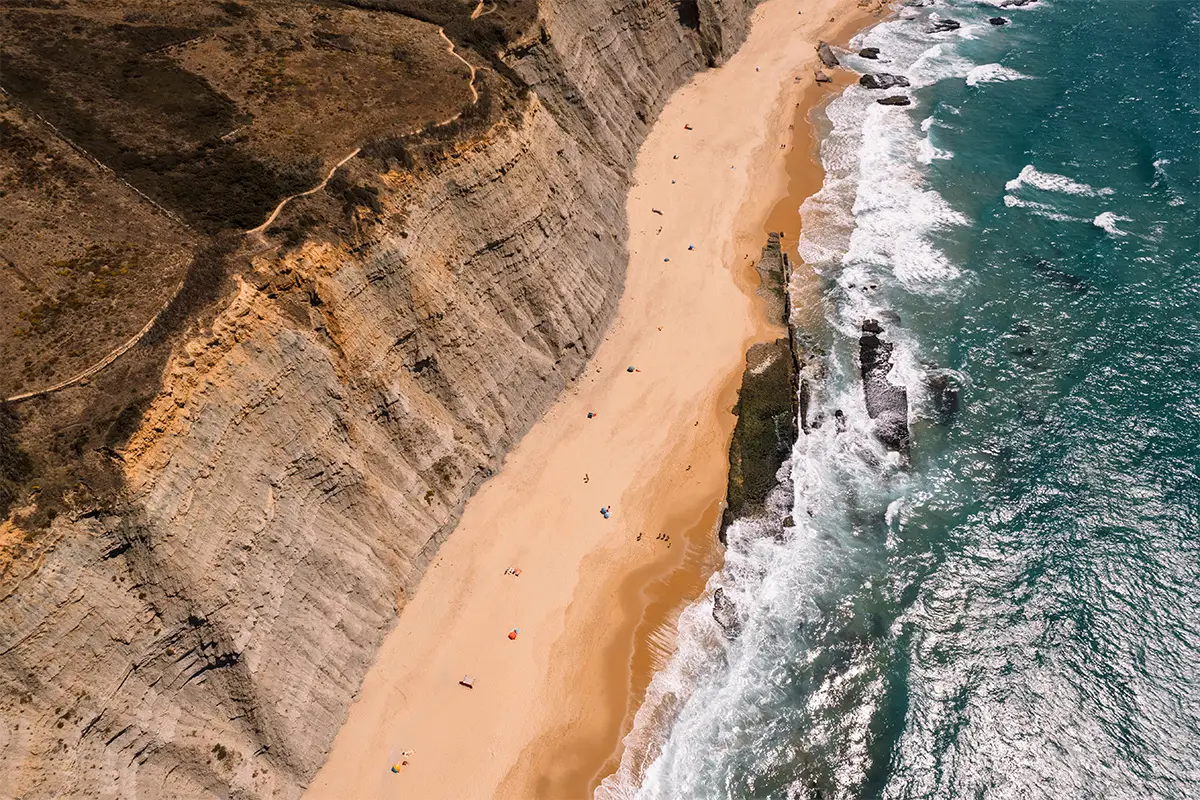 Along the coast of Portugal, you’ll find many beautiful beaches where you can capture truly unique shots with your drone.